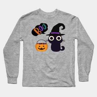 Cute Halloween Black Cat Long Sleeve T-Shirt